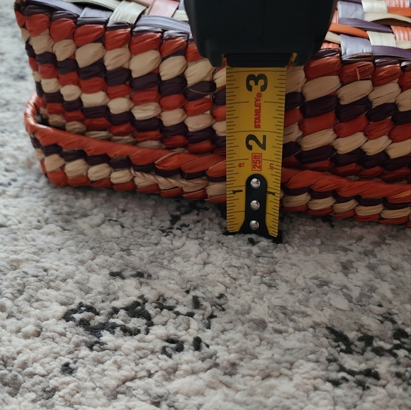 Handwoven Basket Handbag Orange Purple Cream - Picture 9 of 10